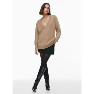 Aritzia Babaton Women's Roger Sweater Heather Gold Camel size Large NWT